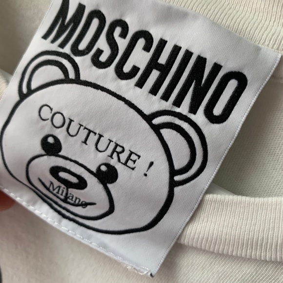 Moschino Couture White Teddy Bear Printed Cotton Short Sleeve T-Shirt size : XXS - Picture 2 of 4